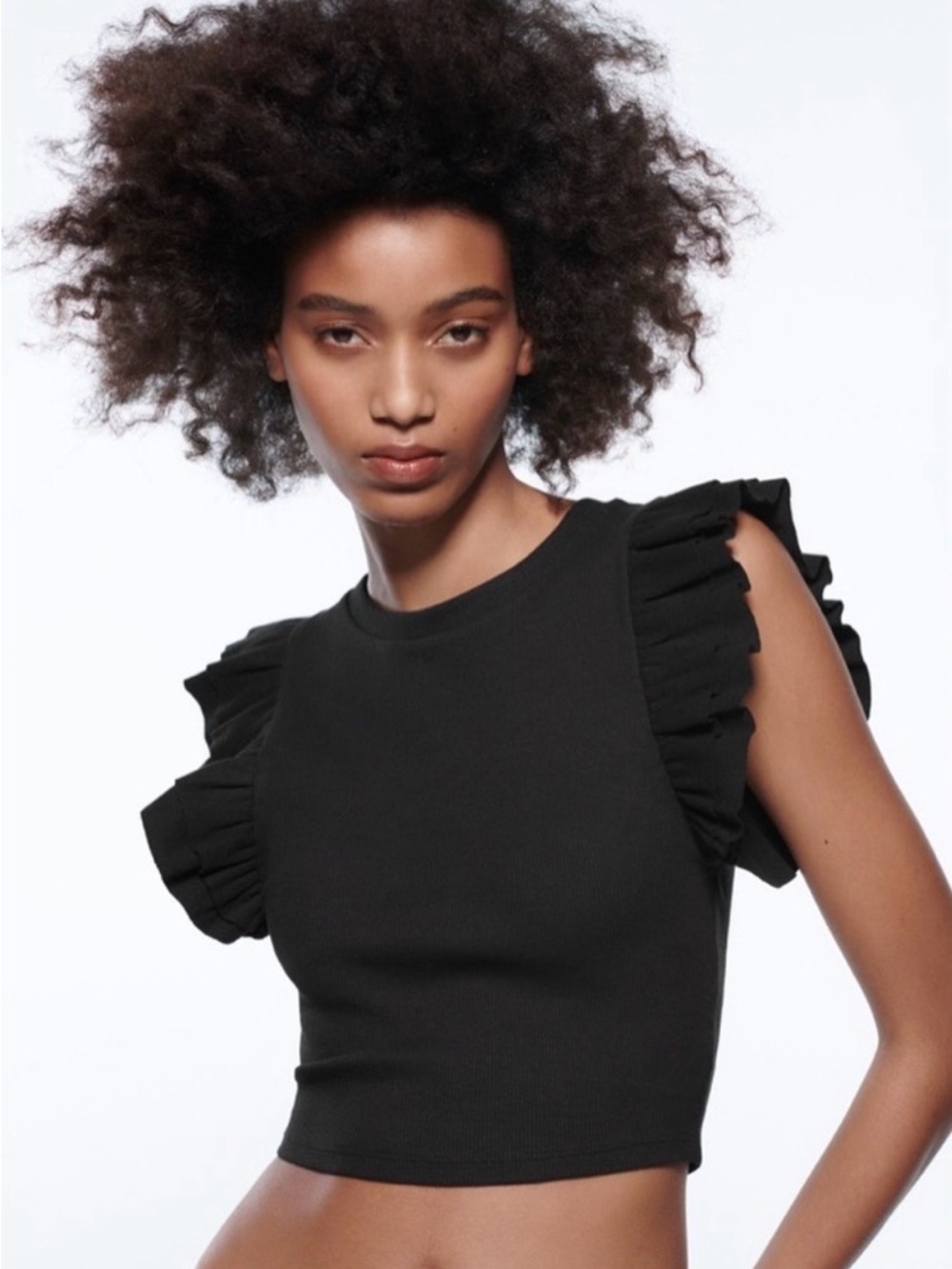 Zara cropped ruffle top